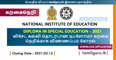 Diploma in Special Education nie tamil 2021