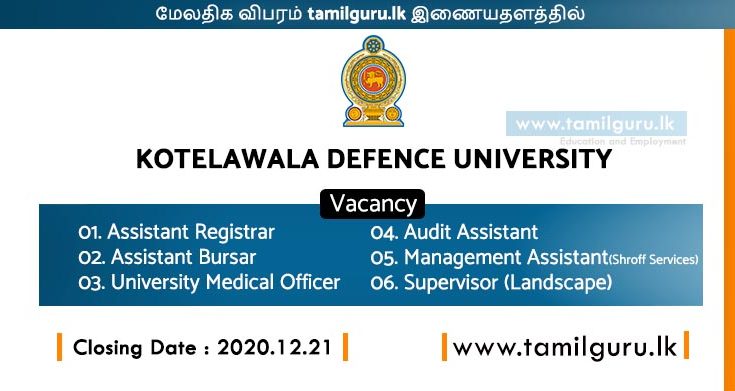 General Sir John Kotelawala Defence University Vacancies - 2020
