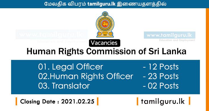 Human Rights Commission of Sri Lanka Vacancies 2021