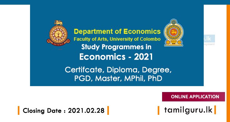 Study Programmes in Economics 2021 - University of Colombo