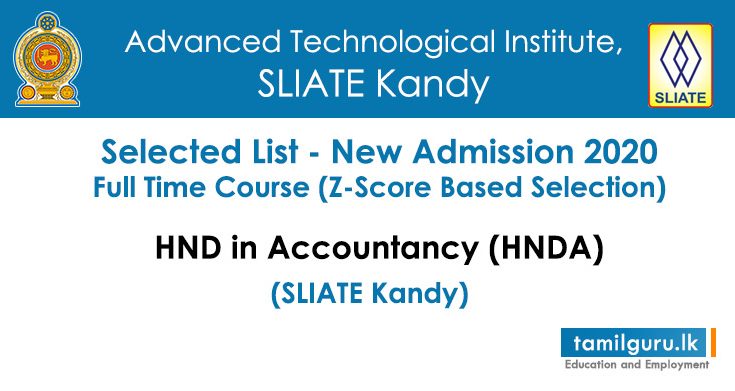 Kandy SLIATE HNDA (2020) Full Time Course Selected List 2021