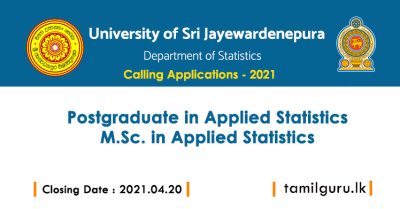 M.Sc. /Postgraduate Certificate in Applied Statistics - University of Sri Jayewardenepura