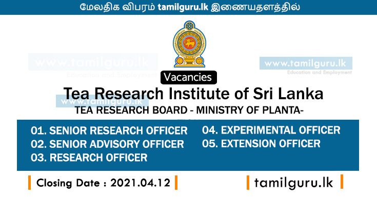 Tea Research Institute Vacancies 2021 - Ministry of Plantation