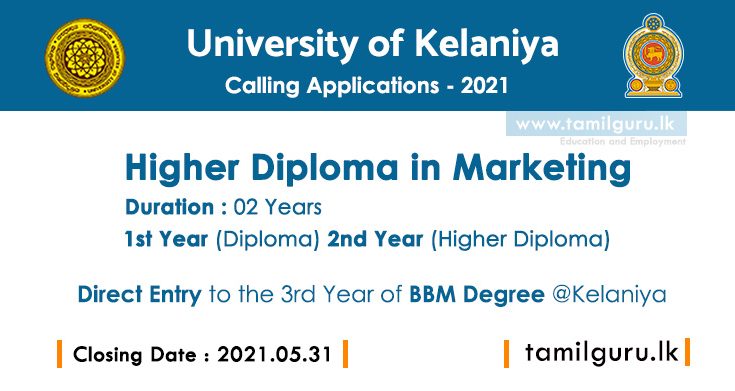 Higher Diploma in Marketing 2021 - University of Kelaniya