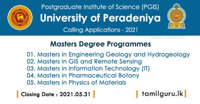 Masters Degree Programmes 2021/2022 - PGIS University of Peradeniya
