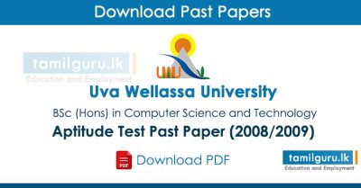 Uva Wellassa University Computer Science and Technology Aptitude Test Past Paper 2008-2009