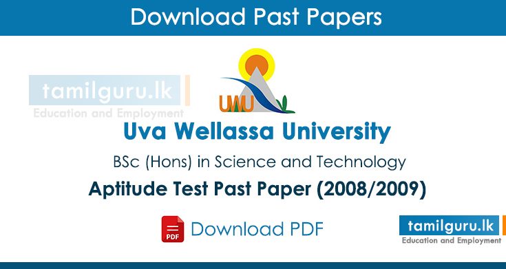 Uva Wellassa University Science and Technology Aptitude Test Past Paper