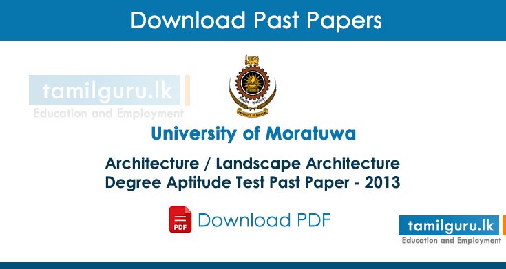 Moratuwa University Architecture Degree Aptitude Test Past Paper 2013