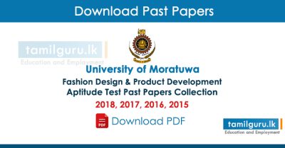Moratuwa University Fashion Design and Product Development Degree Aptitude Test Past Papers Collection