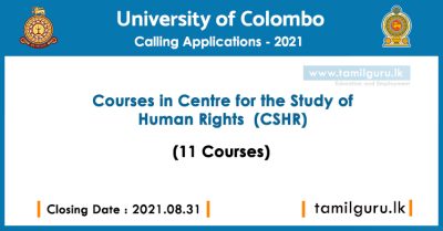 Courses in Centre for the Study of Human Rights (CSHR) 2021 - University of Colombo