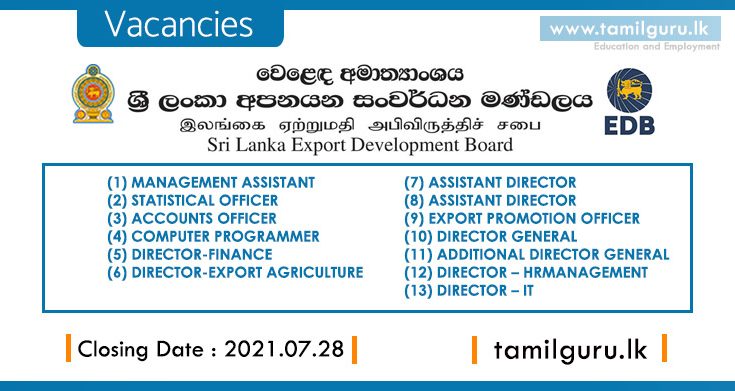 Sri Lanka Export Development Board Vacancies 2021-July-14