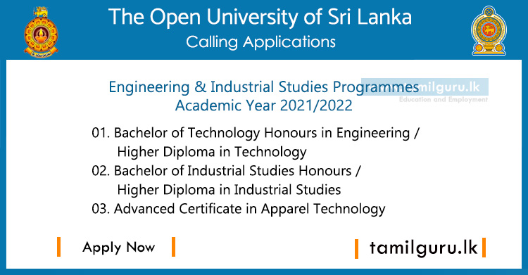 Engineering and Industrial Studies Degree, Higher Diploma Programmes in Open University (OUSL) - Academic Year 2021-2022 New