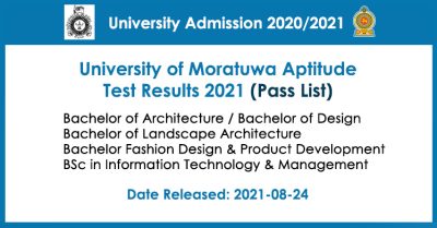 University of Moratuwa Aptitude Test Results 2021