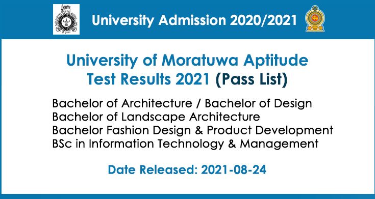 University of Moratuwa Aptitude Test Results 2021