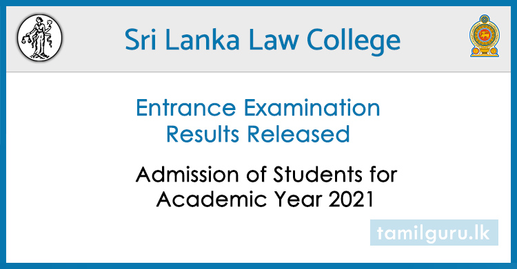 Sri lanka Law College Entrance Exam Results 2021