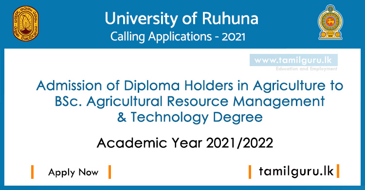 BSc Agricultural Resource Management and Technology 2021 - University of Ruhuna