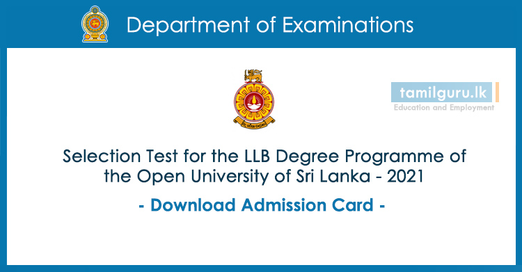 Download Admission Card - Selection Test for the LLB Degree Programme 2021