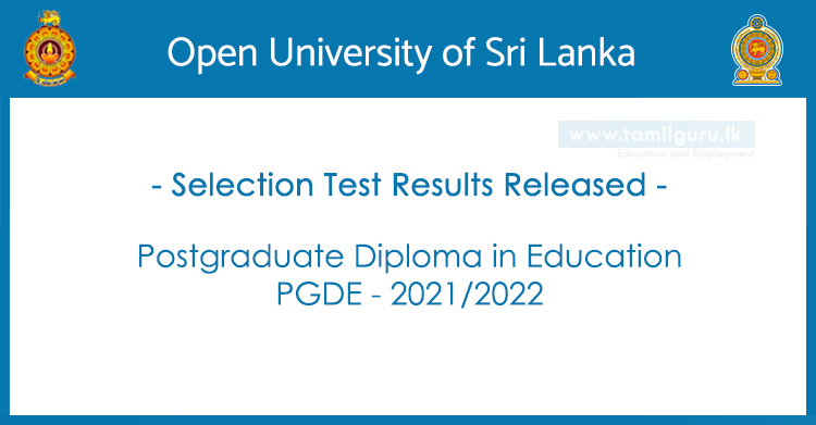 Open University (OUSL) PGDE Selection Test Results 2021 (Released)