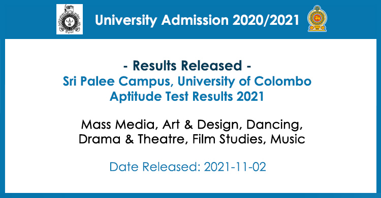 Sri Palee Campus Aptitude Test Results 2021 (Pass List)
