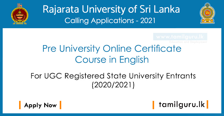 Pre University Online Certificate Course in English 2021 - Rajarata University of Sri Lanka