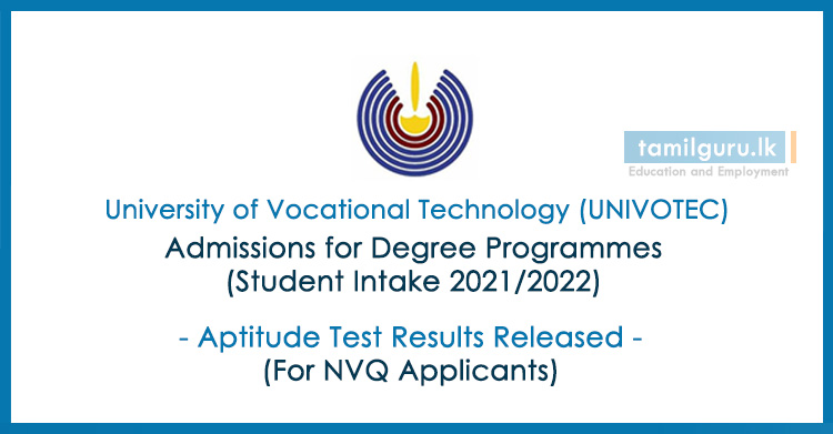 Univotec Aptitude Test Results 2021 (2022) - Released (for NVQ Applicants)