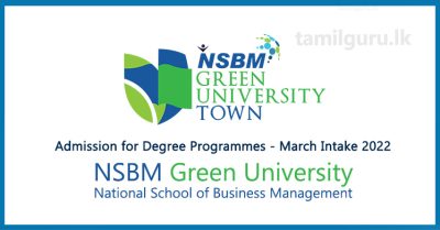 Admission for Degree Programmes (March Intake 2022) - NSBM Green University