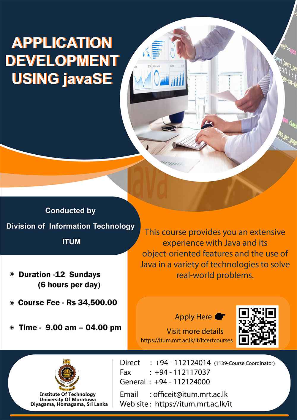 Certificate Course in Application Development using JavaSE 2022 - Institute of Technology, University of Moratuwa (ITUM) 