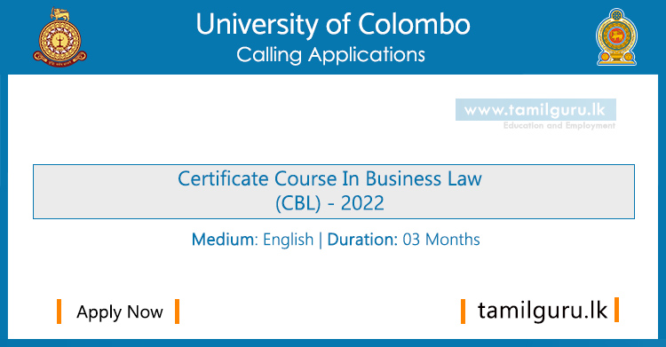 Certificate Course in Business Law (CBL) 2022 - University of Colombo