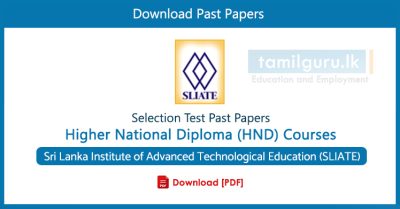 Higher National Diploma (HND) Selection Test Past Papers (SLIATE)