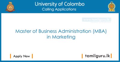 Master of Business Administration (MBA) in Marketing 2022 - University of Colombo