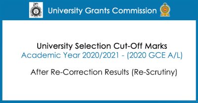 University Selection Cut off Marks 2020-2021 (After Re-Correction Results)