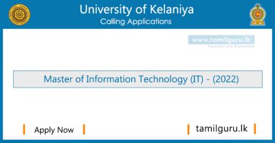 Master of Information Technology (IT) 2022 - University of Kelaniya