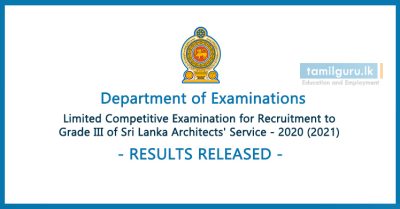 Results Released - Limited Competitive Examination for Recruitment to Grade III of Sri Lanka Architects' Service - 2020 (2021)