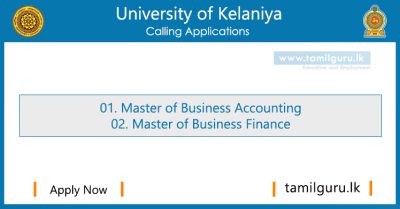 Master of Business Accounting, Business Finance 2022 - University of Kelaniya