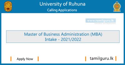 Master of Business Administration (MBA) 2022 Intake - University of Ruhuna