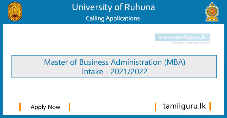Master of Business Administration (MBA) 2022 Intake - University of Ruhuna