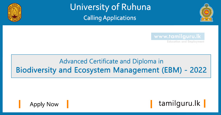 Biodiversity and Ecosystem Management (BEM) Courses (2022) - University of Ruhuna
