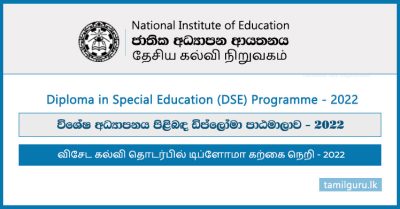 Diploma in Special Education (DSE) Course 2022 - National Institute of Education (NIE)