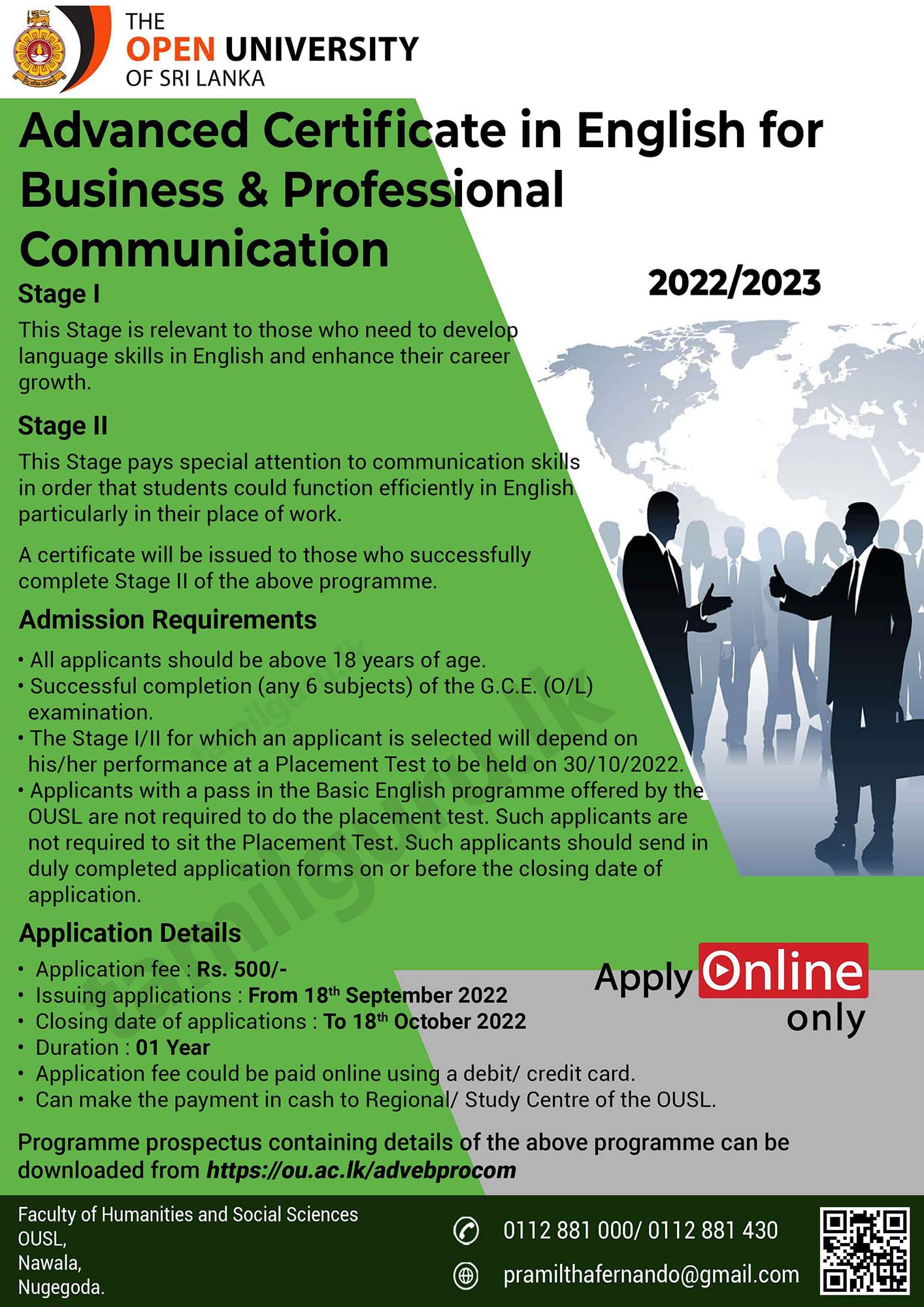 Advanced Certificate in English for Business & Professional Communication (2022) - Open University of Sri Lanka (OUSL)