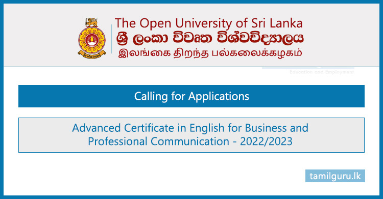Advanced Certificate in English for Business and Professional Communication Course 2022 OUSL