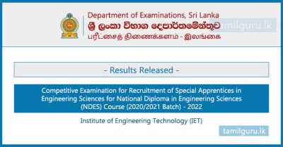 National Diploma in Engineering Sciences (NDES) (IET) Selection Test Results 2021