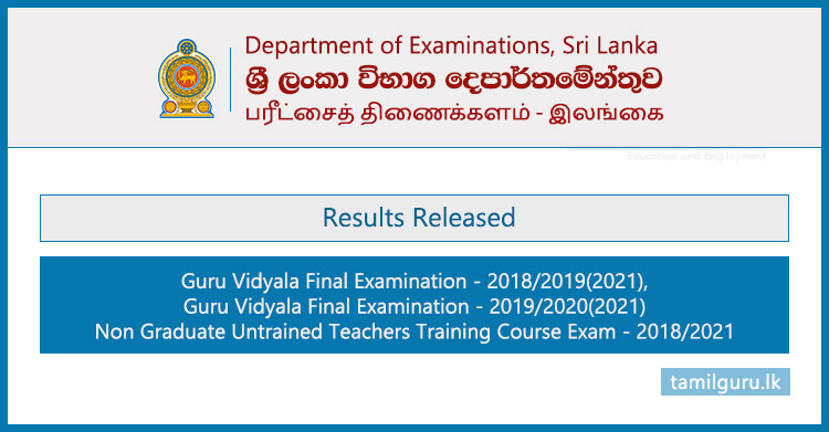 Teachers Training Colleges (Guru Vidyalaya) Final Exam Results 2021 (2022)