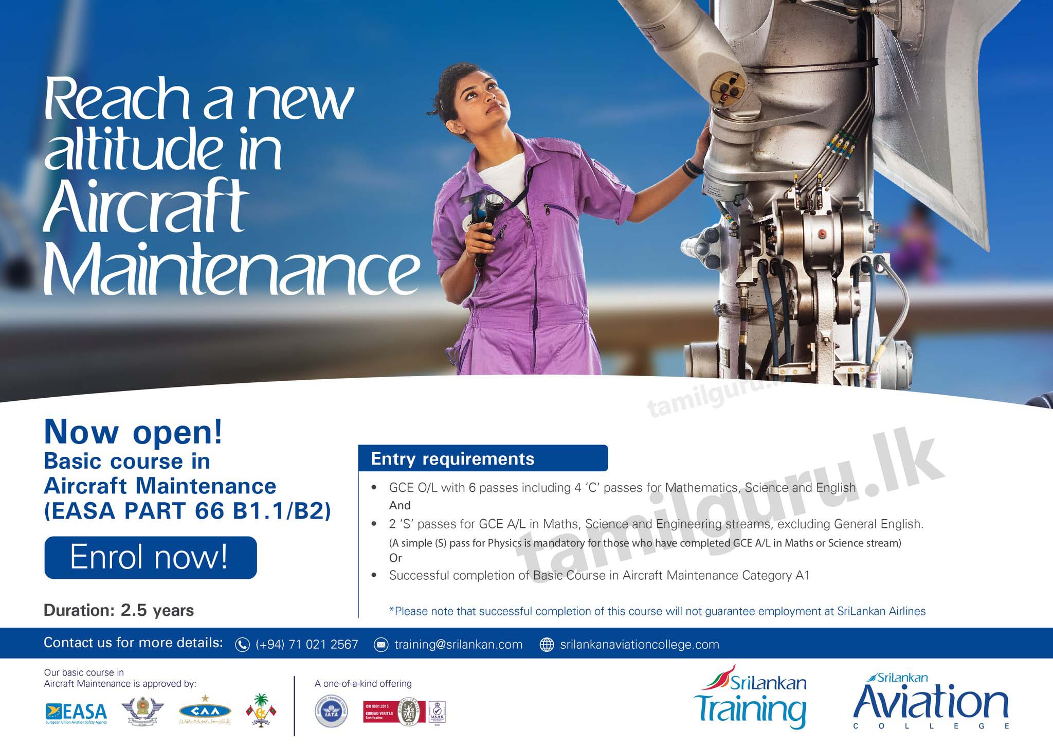 Calling Applications for Aircraft Maintenance (Basic Course) 2022 - SriLankan Aviation College