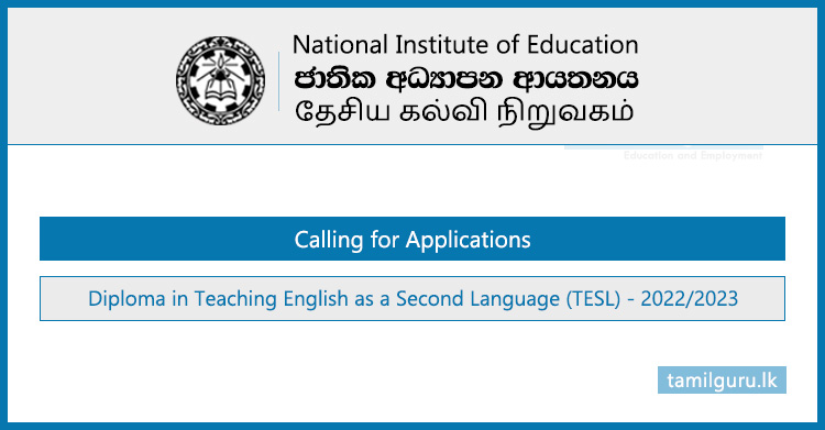 Diploma in Teaching English as a Second Language (TESL) 22-2023 - National Institute of Education (NIE)
