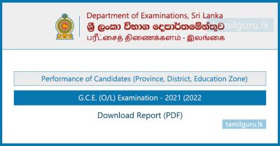 Performance of Candidates in GCE OL Examination 2021 (2022) - Department of Examinations