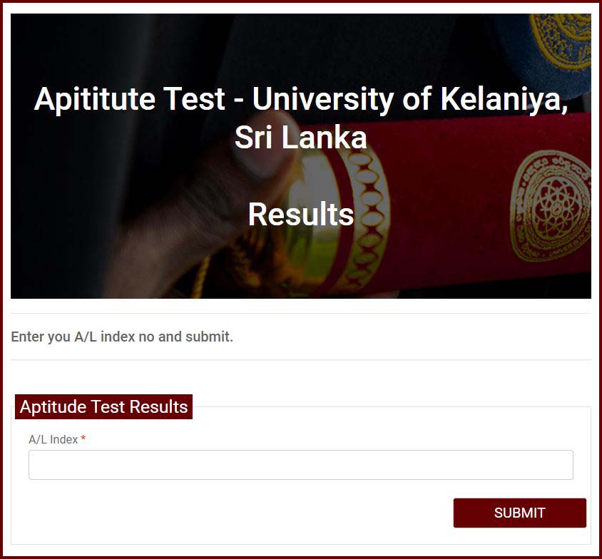 University of Kelaniya Aptitude Test Results Released 2022 - Web Notice