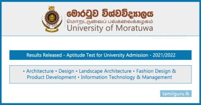 University of Moratuwa Aptitude Test Results 2022 (Pass List)