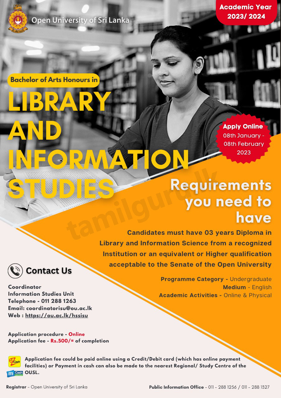 BA (Hons) in Library and Information Studies Degree Programme - 2023/2024 - Open University of Sri Lanka