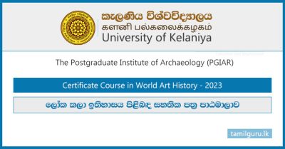 Certificate Course in World Art History 2023 - University of Kelaniya (PGIAR)