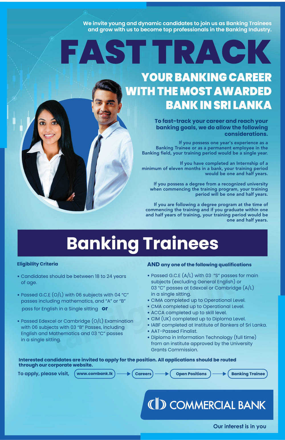 Banking Trainees Vacancies 2023 - Commercial Bank